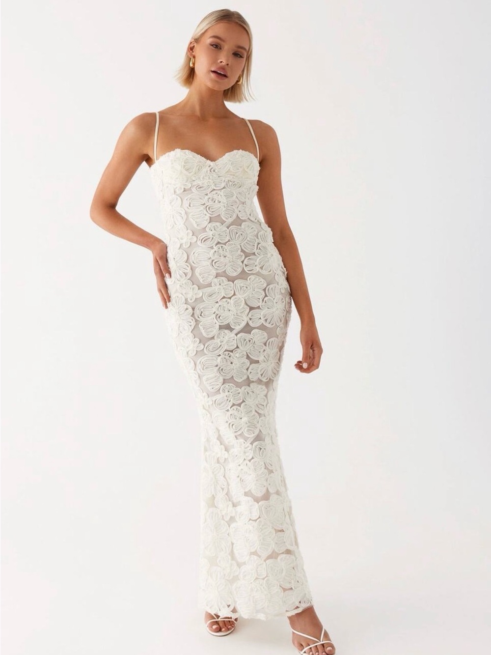 Peppermayo Ivory Floral Lace Midi Dress